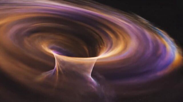 Abstract swirling vortex of cosmic energy and light a mesmerizing blend of orange purple and gold hues suggesting a black hole or interdimensional portal