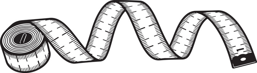 Measuring Tape Silhouette &ndash; Tailor Ruler Tool Icon
Flexible Tape Measure Vector &ndash; Sewing & Fashion Tool Symbol
Black Measuring Tape Icon &ndash; Tailoring Equipment Illustration