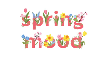 Delightful floral typography illustrating a cheerful and fresh seasonal spring mood