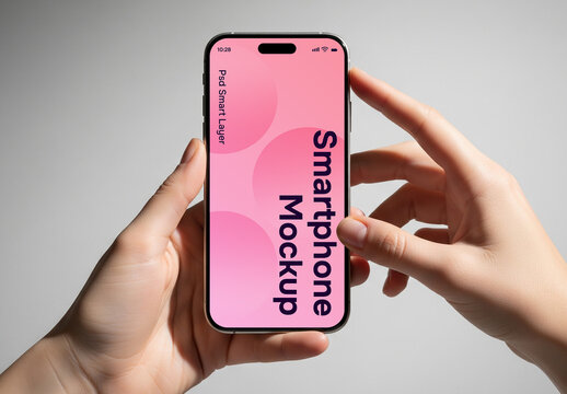 Elegant hands holding a smartphone mockup