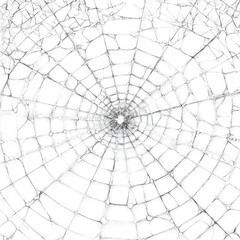 Obraz premium Cracked glass surface with radial fracture pattern isolated on transparent background
