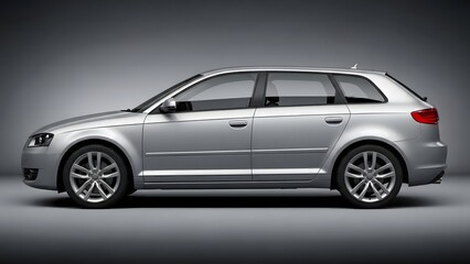 Obraz premium A sleek silver audi a4 avant car in profile view on a gray background