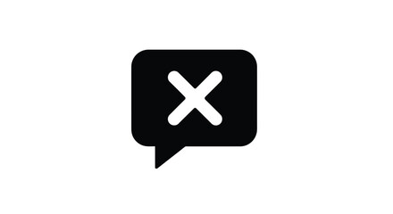 Fototapeta premium A black speech bubble icon with a white x inside