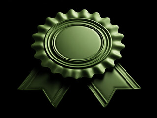 green certification seal isolated on a black background