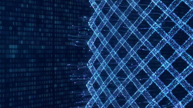 Quantum security lattice grid structures geometry pattern forms digital data network background pulsating digital defense concept futuristic