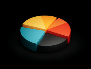 pie chart isolated on a black background