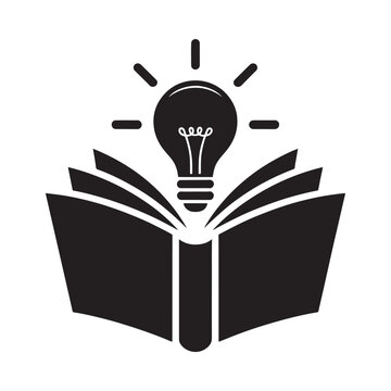An open book with a glowing lightbulb positioned above its pages
