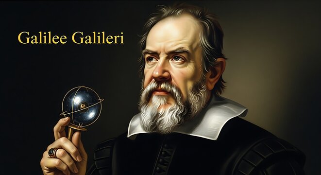 Artistic yet realistic depiction of Galileo Galilei as a visionary