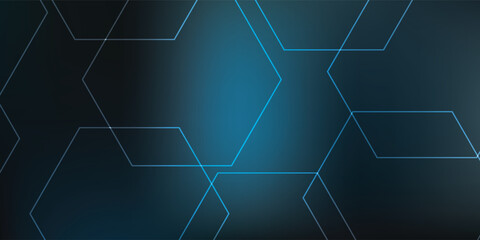 Abstract Geometric Hexagon Pattern Background with Blue Gradient. © Girlda