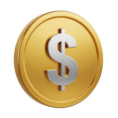 Obraz premium Golden coin with a silver dollar sign, representing wealth, finance, and economic prosperity in a clean, isolated studio shot