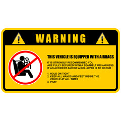 Warning, airbags sticker and label vector