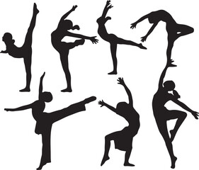 Ballet and Contemporary Dance Silhouettes figures poses