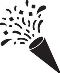 Black and White Confetti Explosion Icon party popper