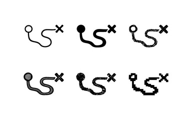 Obraz premium Collection of map route icons showing start and end points with different artistic styles