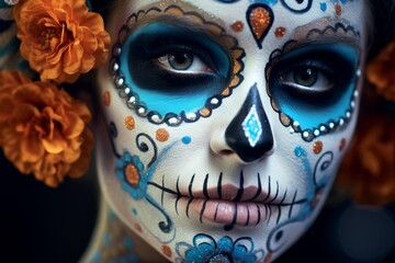 Woman Wearing Vibrant Catrina Makeup