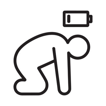 Low battery icon depicts a person in a fetal position