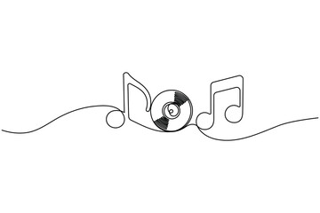 Fototapeta premium Hand drawn music note icon with continuous line stroke 