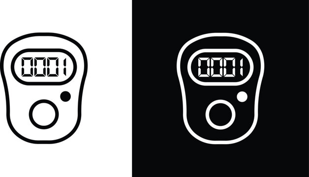 Minimal digital tasbih counter line icon. Islamic prayer tally device symbol suitable for Ramadan, Eid-ul-Fitr, worship and religious app design.