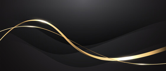 Abstract luxury element with gold light glow effect on black modern graphic design decoration for banner template background vector