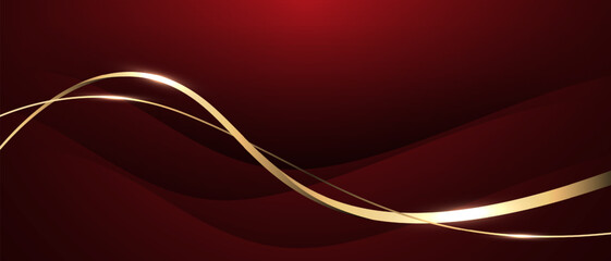 Abstract luxury element with gold light glow effect on red modern graphic design decoration for banner template background vector