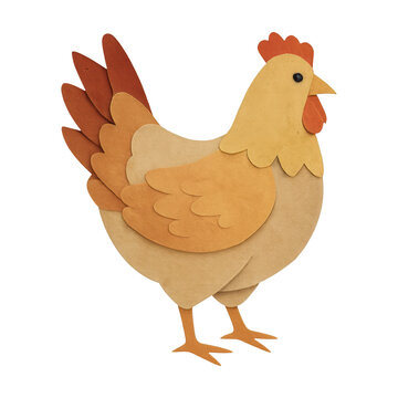 PNG Colorful paper-cut chicken illustration.