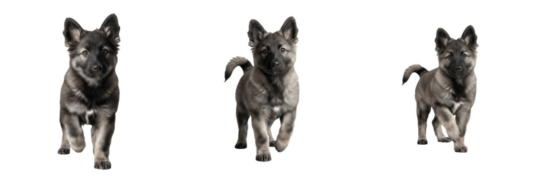 Mudi puppy isolated on white background, Hungarian Mudi Puppy, ムディ, Mudi Breed Puppy, Mudi Herding Puppy, Mudi Working Puppy, Hungarian Sheepdog Puppy PNG Cutout