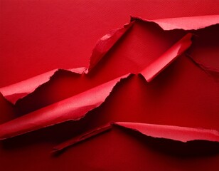 textured close up of torn red paper revealing a bright crimson depth