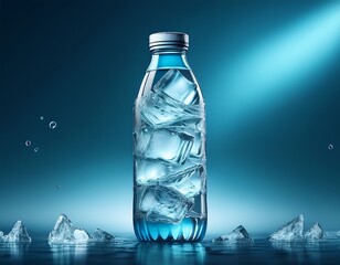 bottle of water with ice ai generative