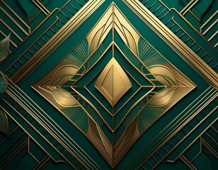 a luxury 3d background featuring an art deco inspired geometric pattern etched in gold over a deep emerald velvet surface the rich textures and elegant contrasts enhance the sophisticated visual