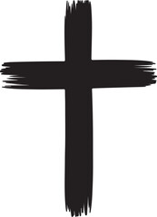 Black brush stroke cross symbol Christian cross religious symbol