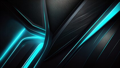 modern abstract background with black textured surfaces and glowing cyan lines futuristic technology and luxury automotive design concept