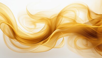 golden yellow smoke swirling gracefully against a white background