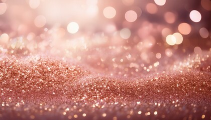 rose gold glitter sparkle background with warm radiant tones defocused light highlights the soft shimmer and reflective bokeh