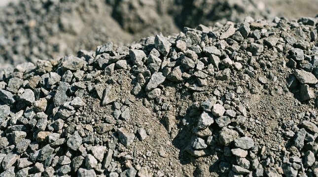 Close-up of rough gravel texture in natural outdoor setting