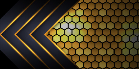 Abstract Arrow Background with Golden Honeycomb Pattern