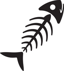 Black fish skeleton icon bones dead