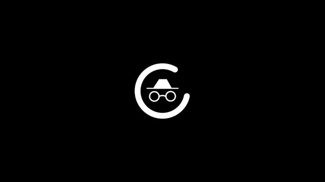 Incognito icon loop animation isolated on black background