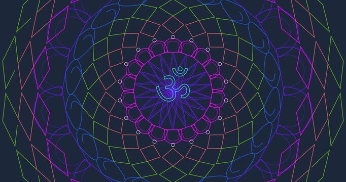 Animated Mandala Drawing: Self-Drawing Stroke Lines & Color Fill Reveal. Abstract Ornamental Flower Decoration Video Background. Luxury Motion Graphics Art for Zen, Yoga, Meditation & Design Projects