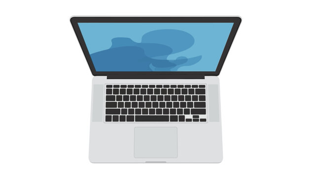 Modern Laptop Computer Open Top View, Technology and Digital Device