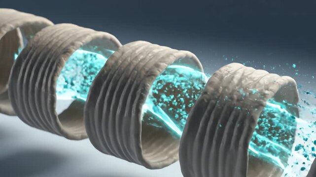 Tapeworm segments absorbing nutrients through body surface, flat ribbon-like structure