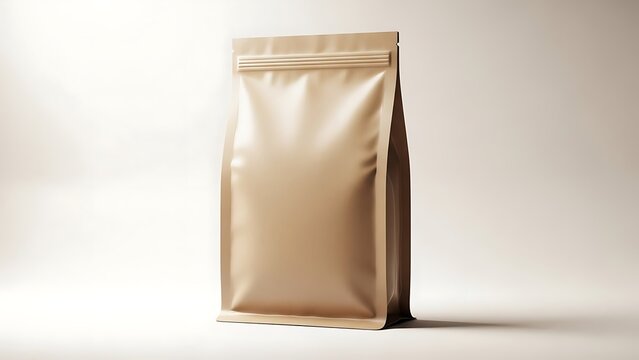 Gold Foil Packaging Bag with Zipper Closure on White Background