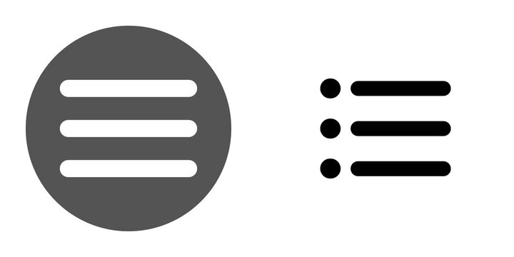 Modern hamburger menu icon with dots isolated on transparent background