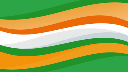 Vibrant and wavy stripes of orange, white, and green on a flag Vector