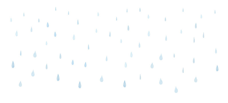 Watercolor Raindrops Background: Soft Blue Rain Elements for Rainy Season-300dpi-