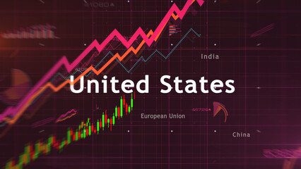 Obraz premium USA EU China India charts and graphs diagram illustration