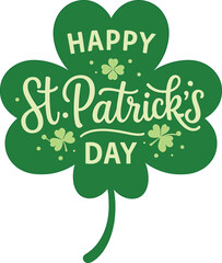 Happy St Patricks Day Shamrock Clover Design On White Background