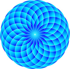 Obraz premium Geometric mandala pattern with radiating blue gradient squares and curves high quality commercial use isolated