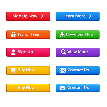 CTA Button Icons Set, Call To Action Vector Illustration