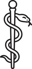 Caduceus medical symbol outline snake staff