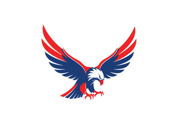 Obraz premium Modern Eagle Logo Red Blue – Powerful Minimalist Vector Branding